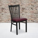 Flash Furniture XU-DG6Q4BSCH-BURV-GG Restaurant Chair w/ Schoolhouse Back & Burgundy Vinyl Seat - Steel Frame, Black thumbnail 9
