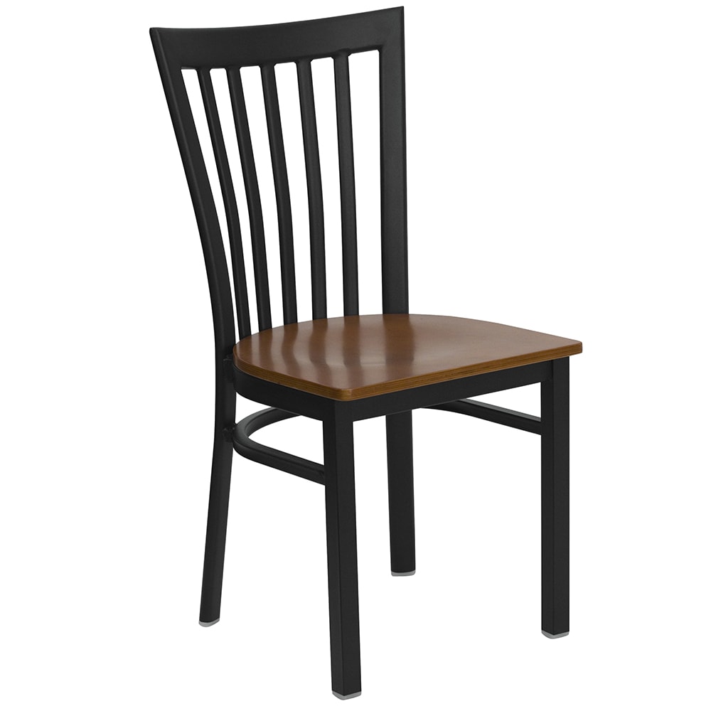Flash Furniture XU-DG6Q4BSCH-CHYW-GG Restaurant Chair w/ Schoolhouse Back & Cherry Wood Seat - Steel Frame, Black
