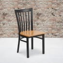 Flash Furniture XU-DG6Q4BSCH-NATW-GG Restaurant Chair w/ Schoolhouse Back & Natural Wood Seat - Steel Frame, Black thumbnail 5