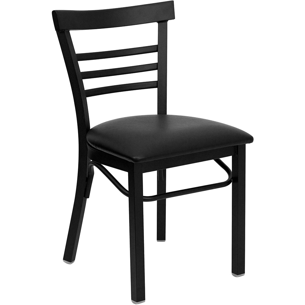 Flash Furniture XU-DG6Q6B1LAD-BLKV-GG Restaurant Chair w/ Ladder Back & Black Vinyl Seat - Steel Frame, Black