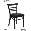 Flash Furniture XU-DG6Q6B1LAD-BLKV-GG Restaurant Chair w/ Ladder Back & Black Vinyl Seat - Steel Frame, Black thumbnail 2