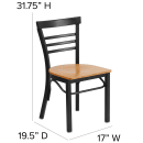 Flash Furniture XU-DG6Q6B1LAD-NATW-GG Restaurant Side Chair w/ Ladder Back & Natural Wood Seat - Steel Frame, Black thumbnail 2