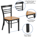 Flash Furniture XU-DG6Q6B1LAD-NATW-GG Restaurant Side Chair w/ Ladder Back & Natural Wood Seat - Steel Frame, Black thumbnail 3