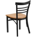 Flash Furniture XU-DG6Q6B1LAD-NATW-GG Restaurant Side Chair w/ Ladder Back & Natural Wood Seat - Steel Frame, Black thumbnail 4