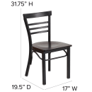 Flash Furniture XU-DG6Q6B1LAD-WALW-GG Restaurant Side Chair w/ Ladder Back & Walnut Wood Seat - Steel Frame, Black thumbnail 2
