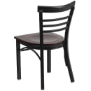 Flash Furniture XU-DG6Q6B1LAD-WALW-GG Restaurant Side Chair w/ Ladder Back & Walnut Wood Seat - Steel Frame, Black thumbnail 4