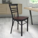 Flash Furniture XU-DG6Q6B1LAD-WALW-GG Restaurant Side Chair w/ Ladder Back & Walnut Wood Seat - Steel Frame, Black thumbnail 9