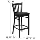 Flash Furniture XU-DG-6R6B-VRT-BAR-BLKV-GG Bar Stool w/ Metal Vertical Slat Back & Black Vinyl Seat, Black thumbnail 2