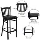 Flash Furniture XU-DG-6R6B-VRT-BAR-BLKV-GG Bar Stool w/ Metal Vertical Slat Back & Black Vinyl Seat, Black thumbnail 3