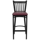 Flash Furniture XU-DG-6R6B-VRT-BAR-BURV-GG Bar Stool w/ Metal Vertical Slat Back & Burgundy Vinyl Seat, Black thumbnail 4