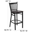 Flash Furniture XU-DG-6R6B-VRT-BAR-MAHW-GG Bar Stool w/ Metal Vertical Slat Back & Mahogany Wood Seat, Black thumbnail 2