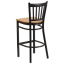 Flash Furniture XU-DG-6R6B-VRT-BAR-NATW-GG Bar Stool w/ Metal Vertical Slat Back & Natural Wood Seat, Black thumbnail 4