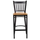 Flash Furniture XU-DG-6R6B-VRT-BAR-NATW-GG Bar Stool w/ Metal Vertical Slat Back & Natural Wood Seat, Black thumbnail 5