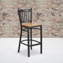 Flash Furniture XU-DG-6R6B-VRT-BAR-NATW-GG Bar Stool w/ Metal Vertical Slat Back & Natural Wood Seat, Black thumbnail 9