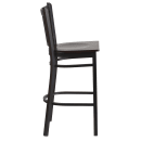 Flash Furniture XU-DG-6R6B-VRT-BAR-WALW-GG Bar Stool w/ Metal Vertical Slat Back & Walnut Wood Seat, Black thumbnail 2