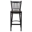 Flash Furniture XU-DG-6R6B-VRT-BAR-WALW-GG Bar Stool w/ Metal Vertical Slat Back & Walnut Wood Seat, Black thumbnail 4
