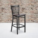 Flash Furniture XU-DG-6R6B-VRT-BAR-WALW-GG Bar Stool w/ Metal Vertical Slat Back & Walnut Wood Seat, Black thumbnail 5