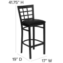 Flash Furniture XU-DG6R7BWIN-BAR-BLKV-GG Bar Stool w/ Metal Window Pane Back & Black Vinyl Seat, Black thumbnail 2