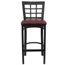 Flash Furniture XU-DG6R7BWIN-BAR-BURV-GG Bar Stool w/ Metal Window Pane Back & Burgundy Vinyl Seat, Black thumbnail 4