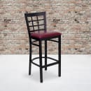 Flash Furniture XU-DG6R7BWIN-BAR-BURV-GG Bar Stool w/ Metal Window Pane Back & Burgundy Vinyl Seat, Black thumbnail 5
