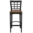 Flash Furniture XU-DG6R7BWIN-BAR-CHYW-GG Bar Stool w/ Metal Window Pane Back & Cherry Wood Seat, Black thumbnail 4