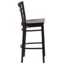 Flash Furniture XU-DG6R7BWIN-BAR-WALW-GG Bar Stool w/ Metal Window Pane Back & Walnut Wood Seat, Black thumbnail 2