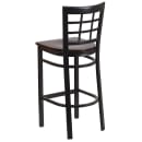 Flash Furniture XU-DG6R7BWIN-BAR-WALW-GG Bar Stool w/ Metal Window Pane Back & Walnut Wood Seat, Black thumbnail 3