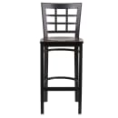Flash Furniture XU-DG6R7BWIN-BAR-WALW-GG Bar Stool w/ Metal Window Pane Back & Walnut Wood Seat, Black thumbnail 4