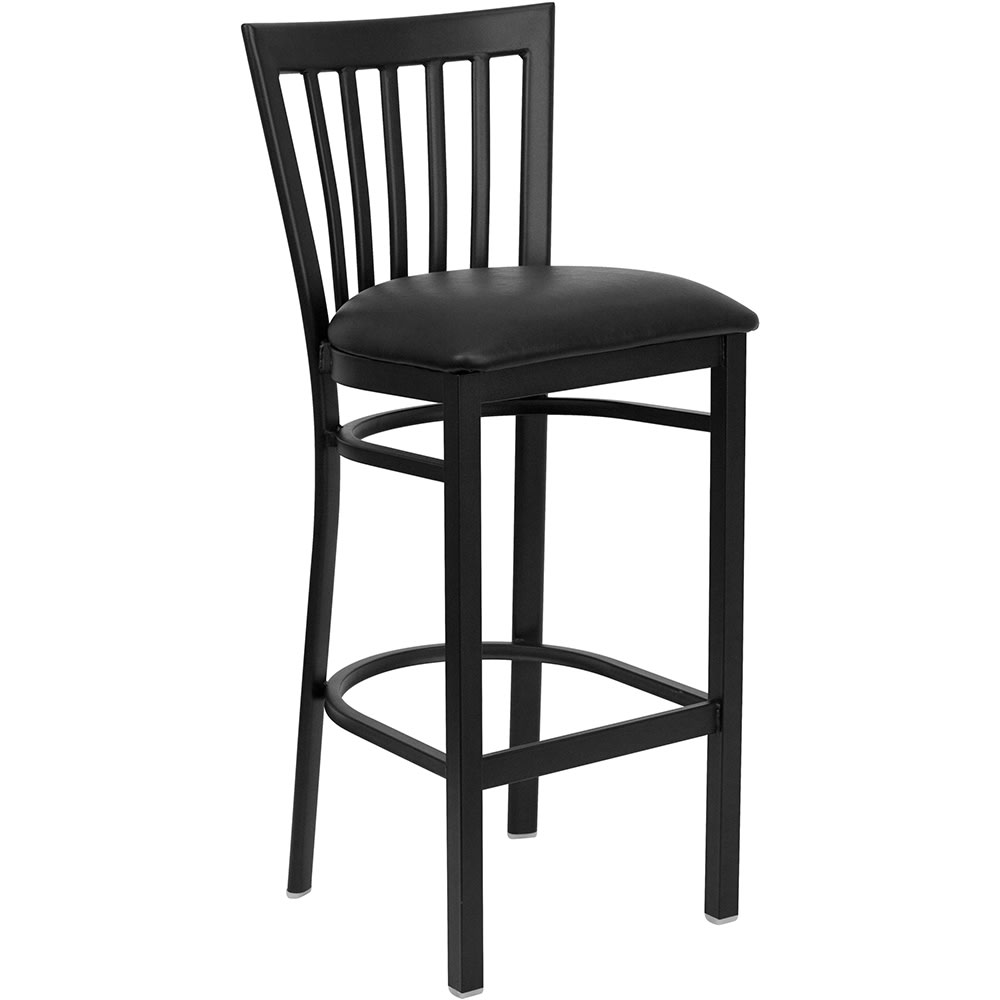 Flash Furniture XU-DG6R8BSCH-BAR-BLKV-GG Bar Stool w/ Metal Schoolhouse Back & Black Vinyl Seat, Black