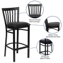Flash Furniture XU-DG6R8BSCH-BAR-BLKV-GG Bar Stool w/ Metal Schoolhouse Back & Black Vinyl Seat, Black thumbnail 3