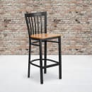 Flash Furniture XU-DG6R8BSCH-BAR-NATW-GG Bar Stool w/ Metal Schoolhouse Back & Natural Wood Seat, Black thumbnail 5