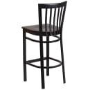 Flash Furniture XU-DG6R8BSCH-BAR-WALW-GG Bar Stool w/ Metal Schoolhouse Back & Walnut Wood Seat, Black thumbnail 3