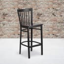 Flash Furniture XU-DG6R8BSCH-BAR-WALW-GG Bar Stool w/ Metal Schoolhouse Back & Walnut Wood Seat, Black thumbnail 5