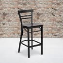 Flash Furniture XU-DG6R9BLAD-BAR-MAHW-GG Bar Stool w/ Metal Ladder Back & Mahogany Wood Seat, Black thumbnail 5