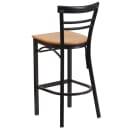 Flash Furniture XU-DG6R9BLAD-BAR-NATW-GG Bar Stool w/ Metal Ladder Back & Natural Wood Seat, Black thumbnail 3