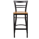 Flash Furniture XU-DG6R9BLAD-BAR-NATW-GG Bar Stool w/ Metal Ladder Back & Natural Wood Seat, Black thumbnail 4
