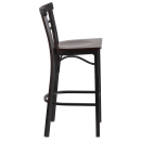 Flash Furniture XU-DG6R9BLAD-BAR-WALW-GG Bar Stool w/ Metal Ladder Back & Walnut Wood Seat, Black thumbnail 2