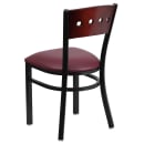 Flash Furniture XU-DG-6Y1B-MAH-BURV-GG Restaurant Chair w/ Mahogany Wood Back & Burgundy Vinyl Seat - Steel Frame, Black thumbnail 3
