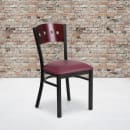 Flash Furniture XU-DG-6Y1B-MAH-BURV-GG Restaurant Chair w/ Mahogany Wood Back & Burgundy Vinyl Seat - Steel Frame, Black thumbnail 5