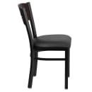 Flash Furniture XU-DG-6Y2B-WAL-BLKV-GG Restaurant Chair w/ Walnut Wood Back & Black Vinyl Seat - Steel Frame, Black thumbnail 2
