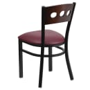 Flash Furniture XU-DG-6Y2B-WAL-BURV-GG Restaurant Chair w/ Walnut Wood Back & Burgundy Vinyl Seat - Steel Frame, Black thumbnail 3