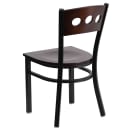 Flash Furniture XU-DG-6Y2B-WAL-MTL-GG Restaurant Chair w/ Walnut Wood Back & Seat - Steel Frame, Black thumbnail 3