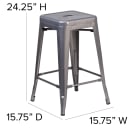 Flash Furniture XU-DG-TP0004-24-GG Backless Bar Stool w/ Metal Seat, Silver thumbnail 2