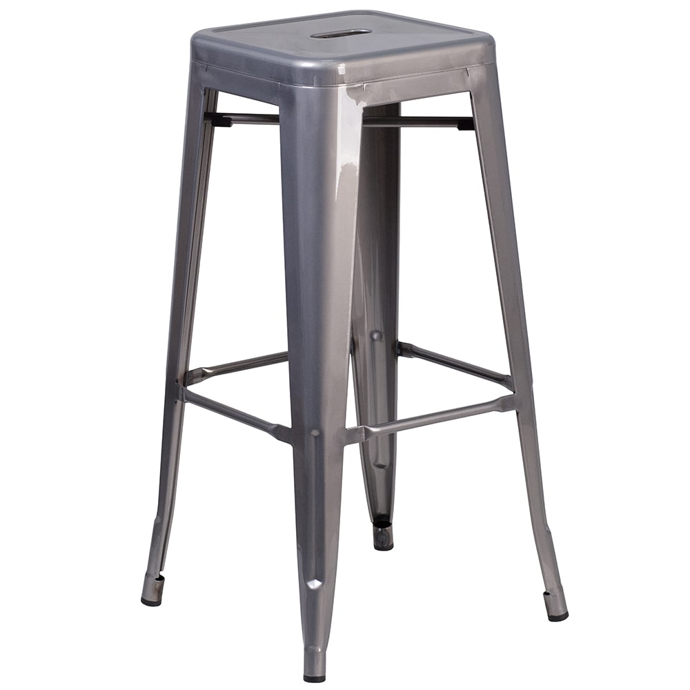 Flash Furniture XU-DG-TP0004-30-GG Backless Bar Stool w/ Metal Seat, Silver