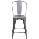 Flash Furniture XU-DG-TP001B-24-GG Bar Stool w/ Curved Back & Metal Seat, Silver thumbnail 5