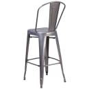 Flash Furniture XU-DG-TP001B-30-GG Bar Stool w/ Curved Back & Metal Seat, Silver thumbnail 4