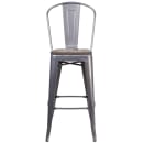 Flash Furniture XU-DG-TP001B-30-WD-GG Bar Stool w/ Curved Back & Wood Seat, Silver thumbnail 4