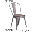 Flash Furniture XU-DG-TP001-WD-GG Stacking Side Chair w/ Vertical Slat Back & Wood Seat - Distressed Metal Frame, Silver thumbnail 2