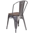 Flash Furniture XU-DG-TP001-WD-GG Stacking Side Chair w/ Vertical Slat Back & Wood Seat - Distressed Metal Frame, Silver thumbnail 4