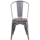 Flash Furniture XU-DG-TP001-WD-GG Stacking Side Chair w/ Vertical Slat Back & Wood Seat - Distressed Metal Frame, Silver thumbnail 5